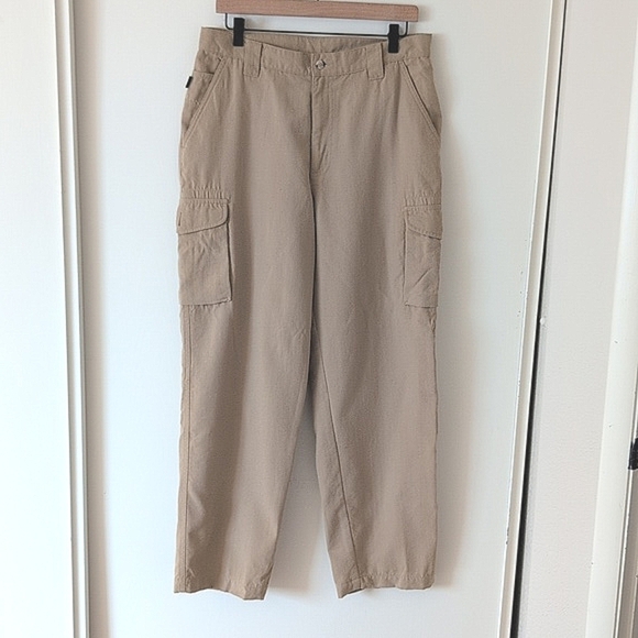 L.L. Bean Mens 33x32 Cargo Pants Khaki Cordura Outdoors Utility Work Travel - Picture 1 of 7